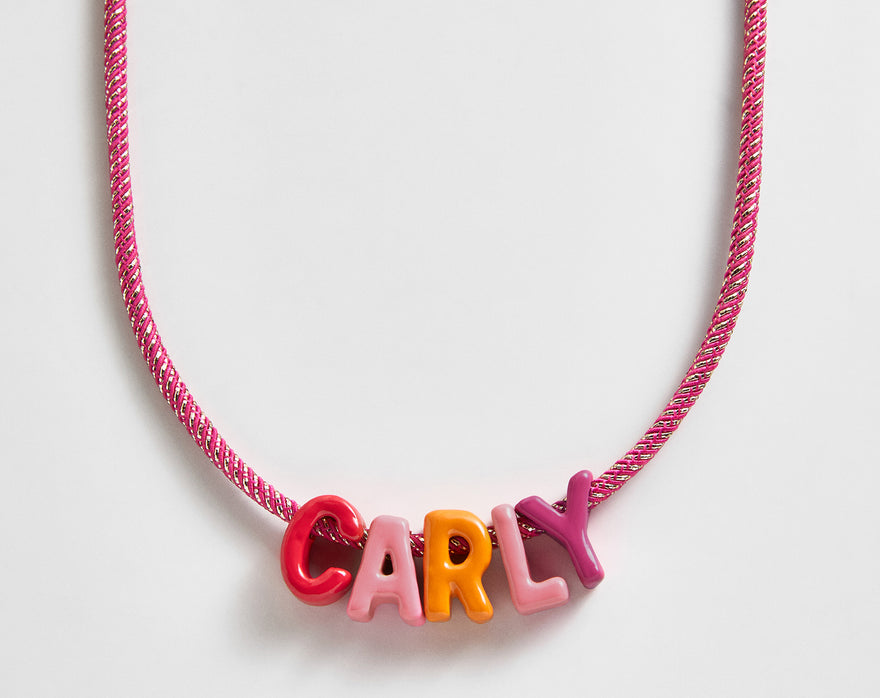 Name Drop Waterproof Kids' Custom Necklace - Pink
