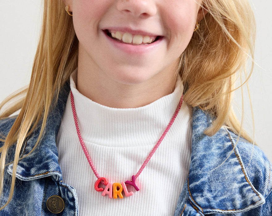 Name Drop Waterproof Kids' Custom Necklace - Pink