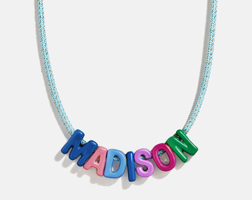 Name Drop Waterproof Kids' Custom Necklace - Turquoise