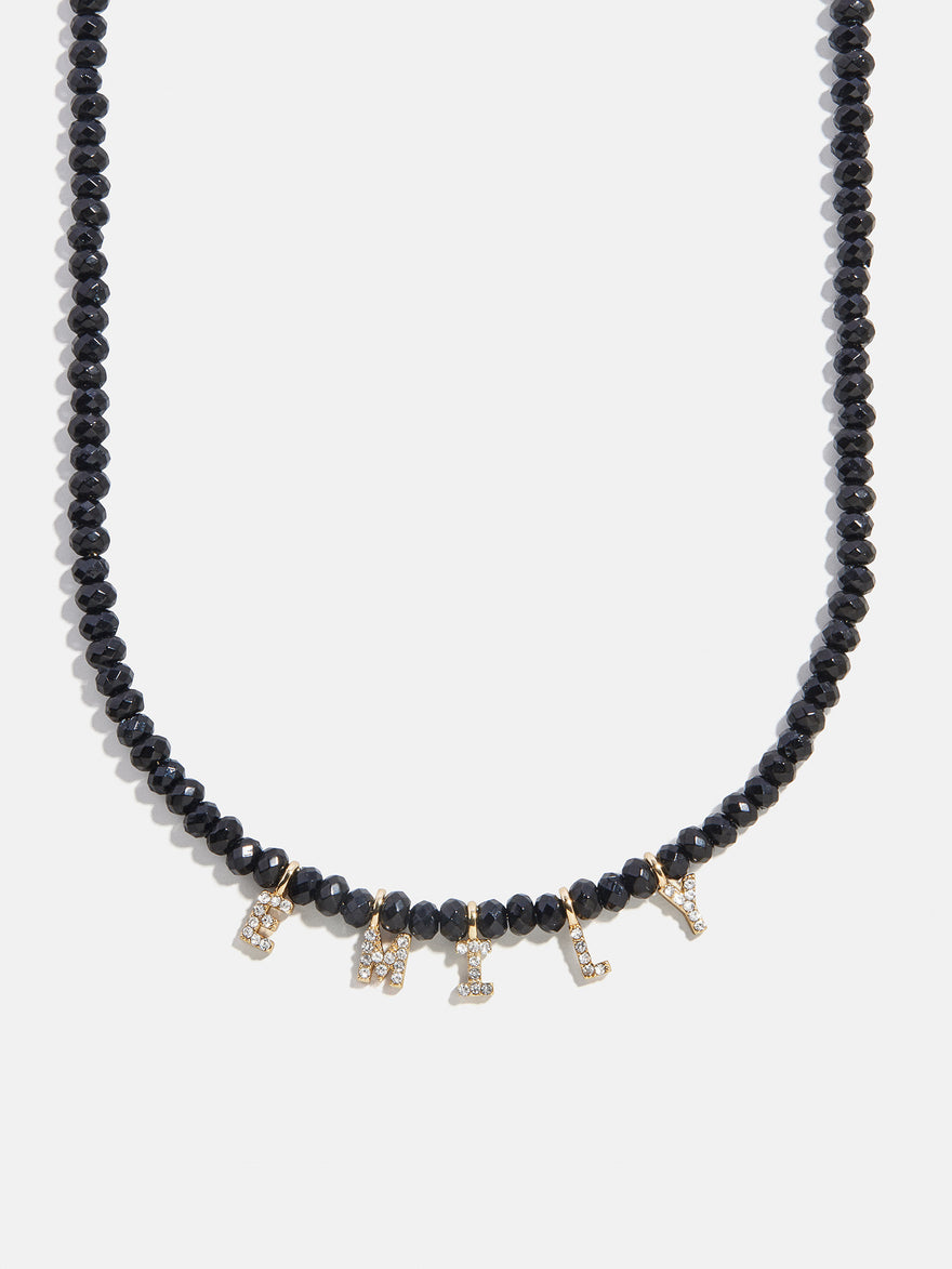 Mini Semi-Precious Pavé Custom Necklace - Onyx