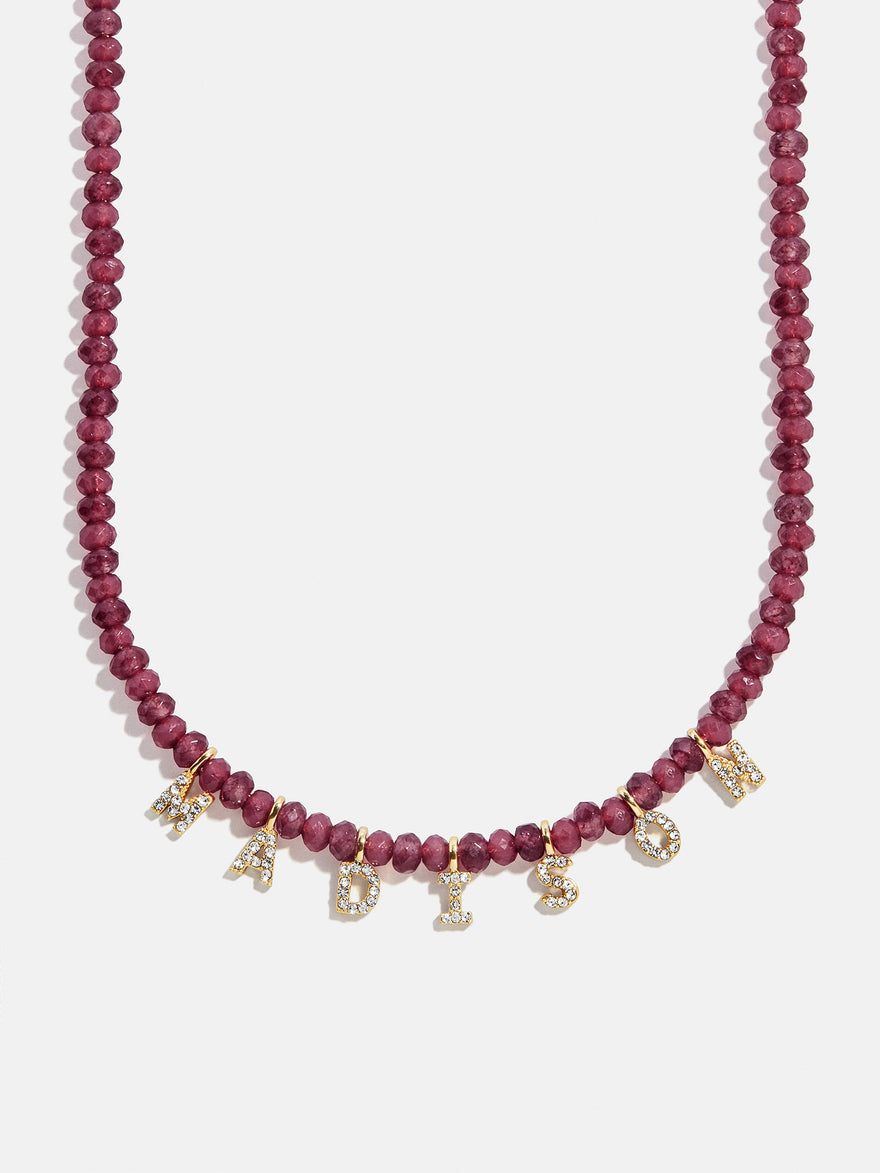 Mini Semi-Precious Pavé Custom Necklace - Red Jasper