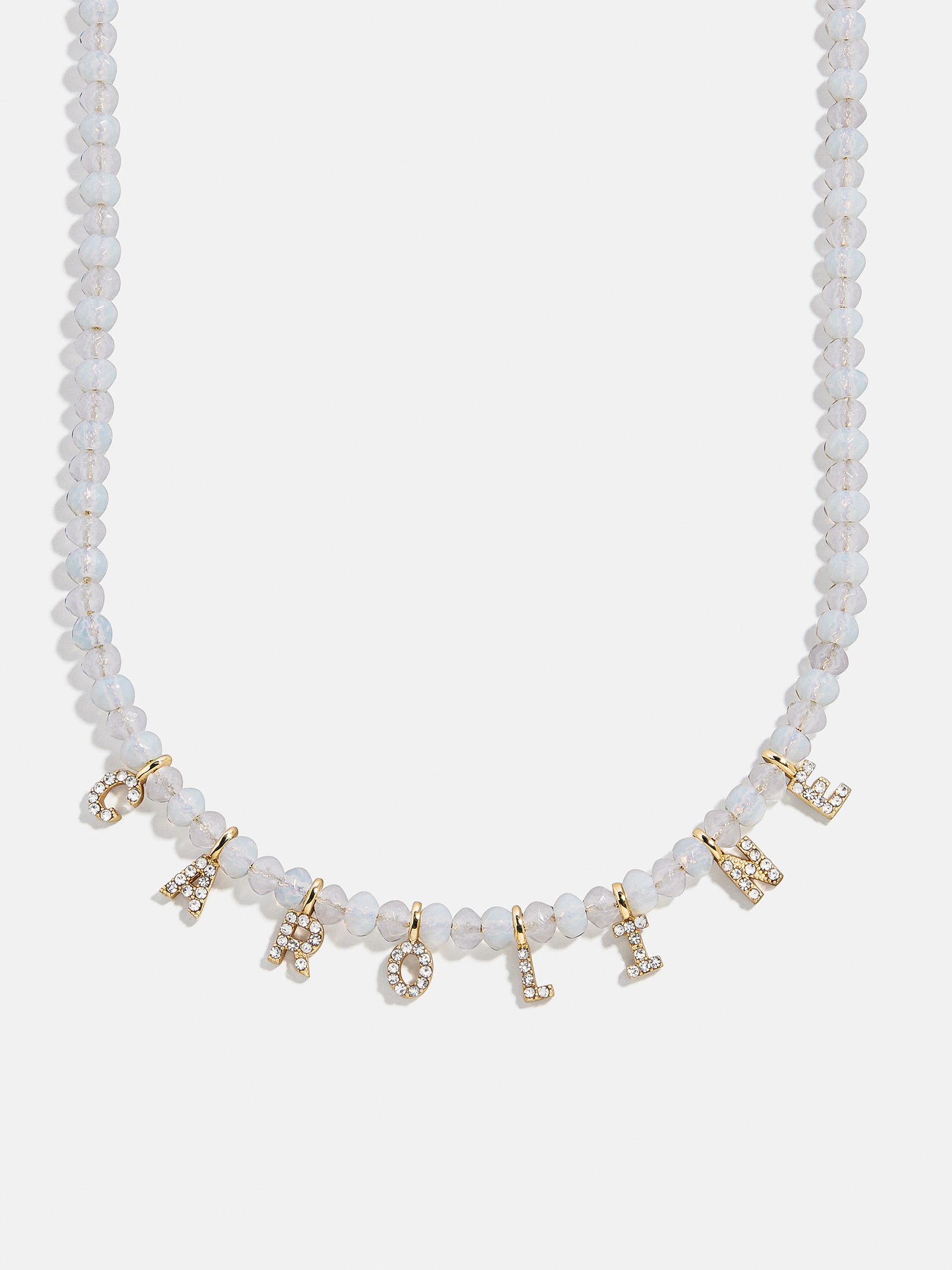 Mini Semi-Precious Pavé Custom Necklace - White