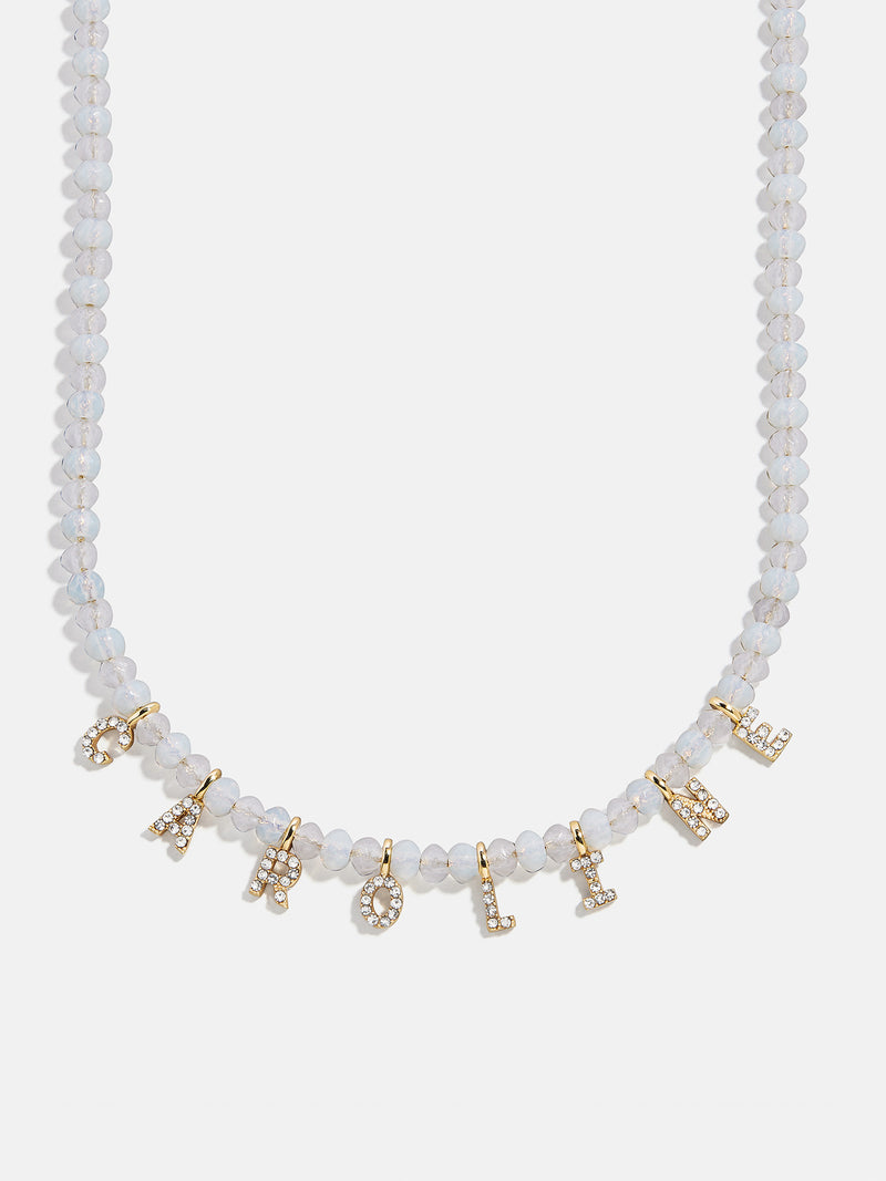 Mini Semi-Precious Pavé Custom Necklace - White