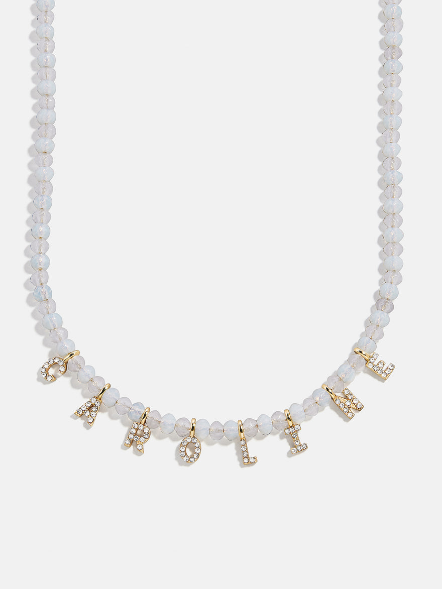 Mini Semi-Precious Pavé Custom Necklace - White Opal