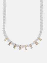 BaubleBar Mini Semi-Precious Pavé Custom Necklace - White - 
    Personalized name necklace
  
