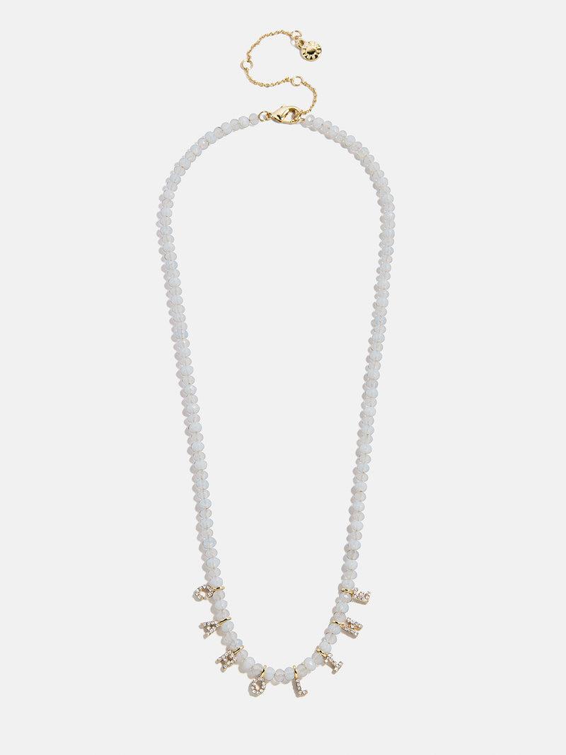 BaubleBar Mini Semi-Precious Pavé Custom Necklace - White - 
    Personalized name necklace
  
