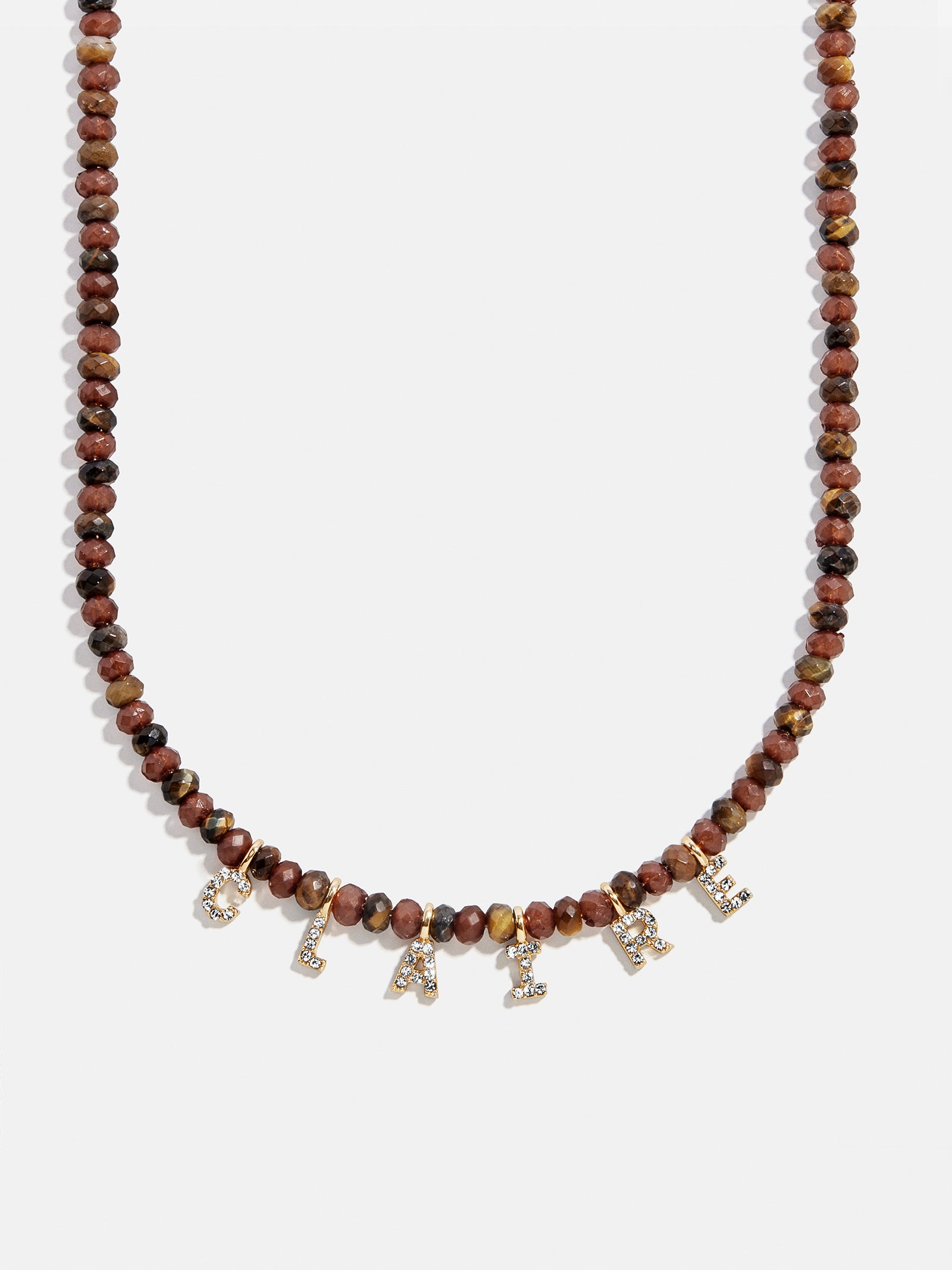 Mini Semi-Precious Pavé Custom Necklace - Tiger's Eye