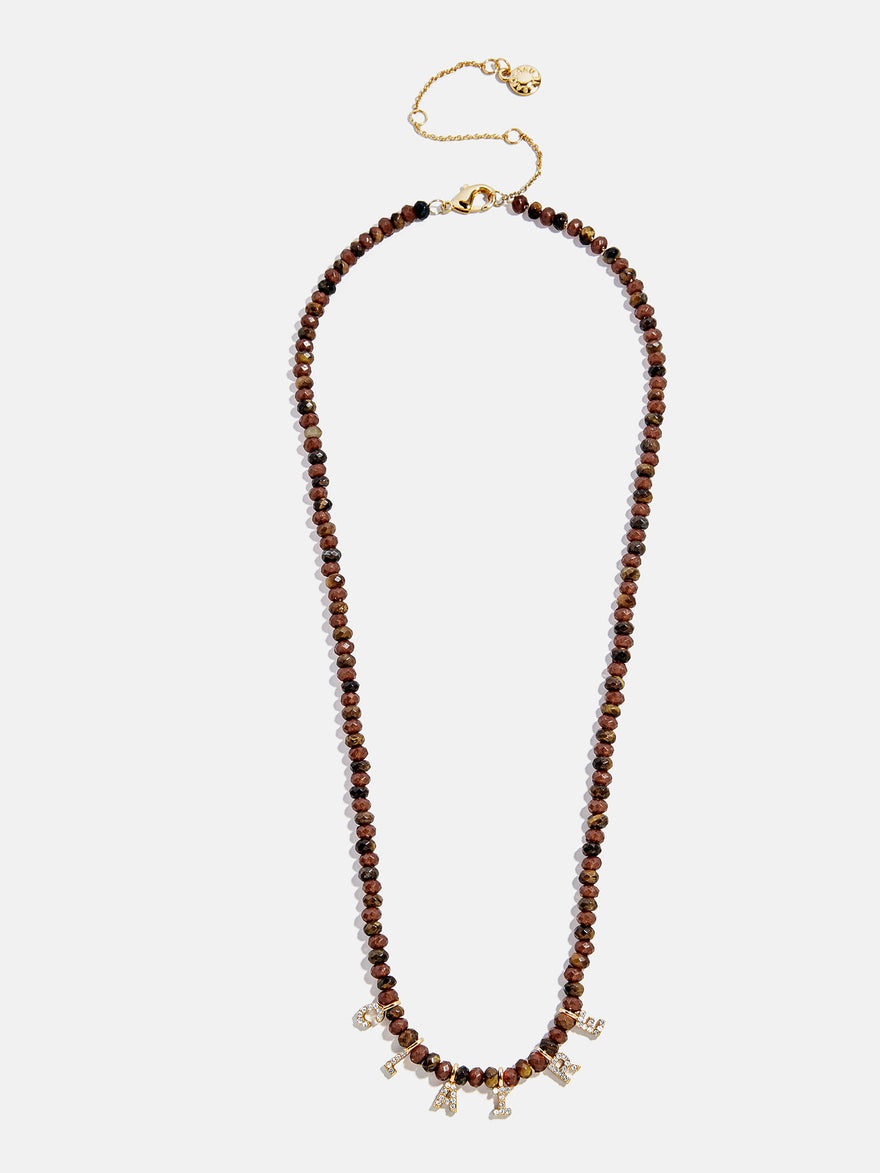 Mini Semi-Precious Pavé Custom Necklace - Tiger's Eye