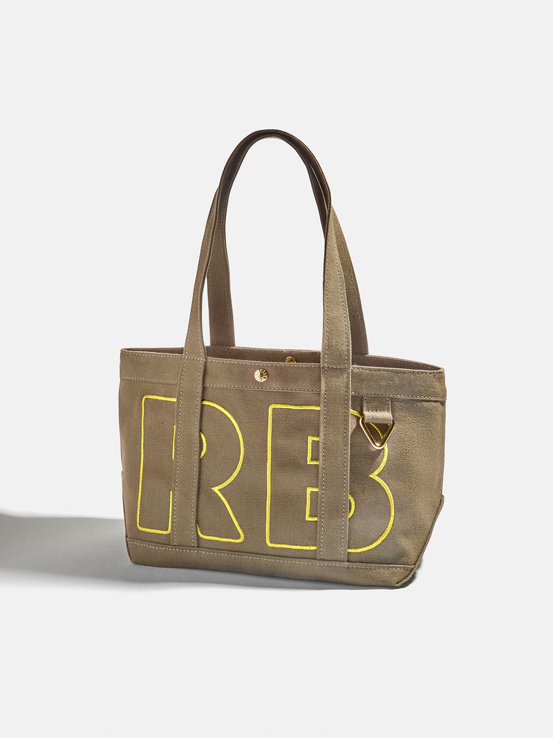 BaubleBar Butter Yellow - 
    Personalized canvas tote bag with custom embroidered initials 
  
