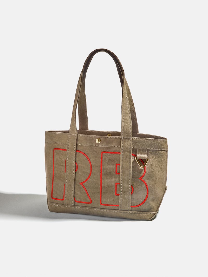 BaubleBar Cherry Red - 
    Personalized canvas tote bag with custom embroidered initials 
  
