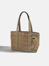 BaubleBar Chocolate Brown - 
    Personalized canvas tote bag with custom embroidered initials 
  
