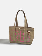 BaubleBar Hot Pink - 
    Personalized canvas tote bag with custom embroidered initials 
  
