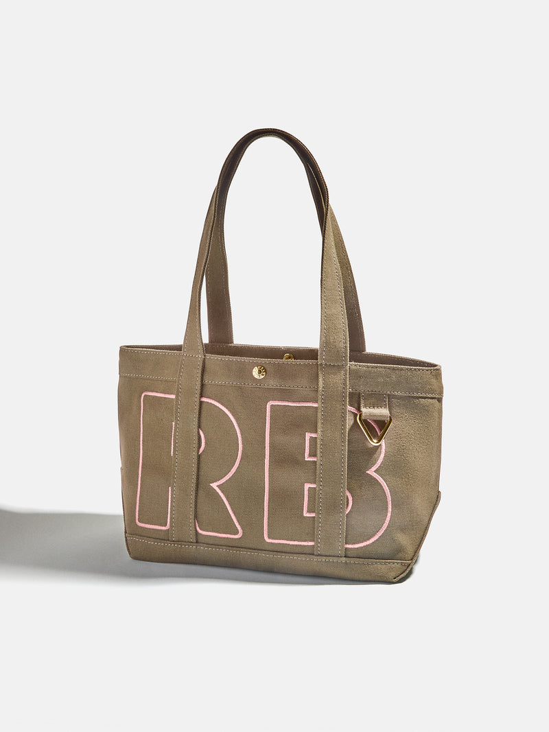 BaubleBar Soft Pink - 
    Personalized canvas tote bag with custom embroidered initials 
  
