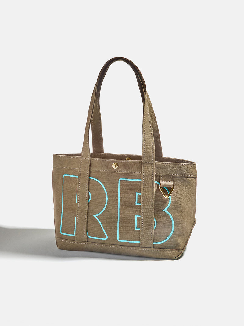 BaubleBar Turquoise - 
    Personalized canvas tote bag with custom embroidered initials 
  
