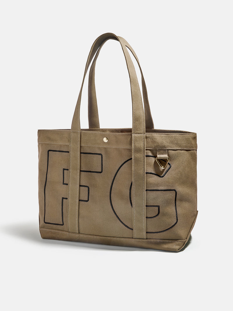 BaubleBar Jet Black - 
    Personalized canvas tote bag with custom embroidered initials 
  

