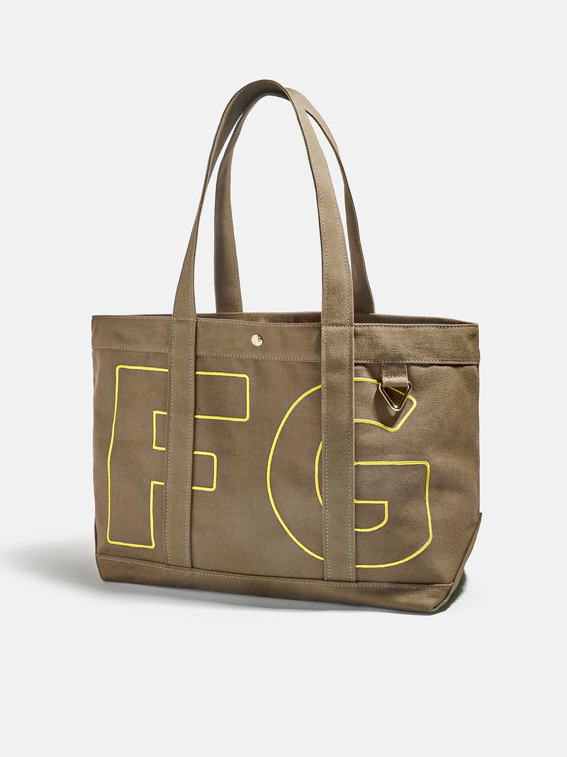 BaubleBar Butter Yellow - 
    Personalized canvas tote bag with custom embroidered initials 
  
