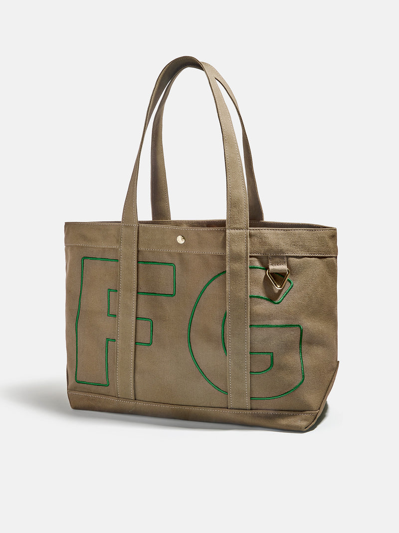 BaubleBar Kelly Green - 
    Personalized canvas tote bag with custom embroidered initials 
  
