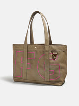 BaubleBar Hot Pink - 
    Personalized canvas tote bag with custom embroidered initials 
  
