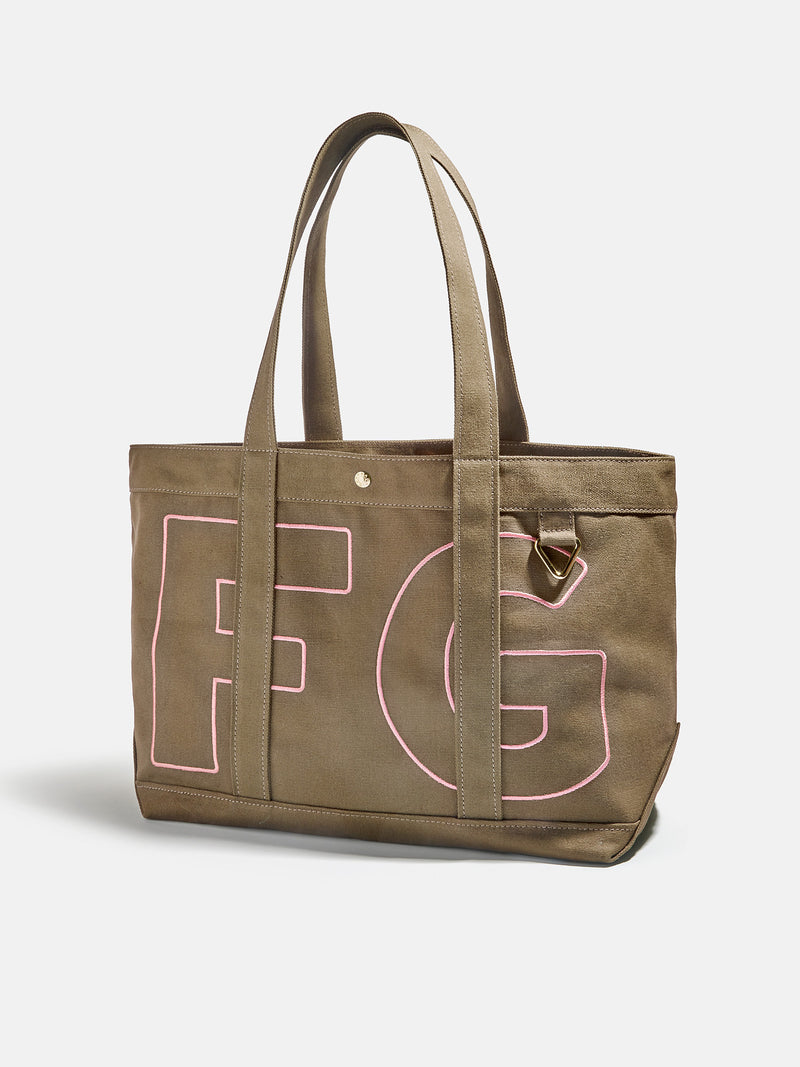 BaubleBar Soft Pink - 
    Personalized canvas tote bag with custom embroidered initials 
  

