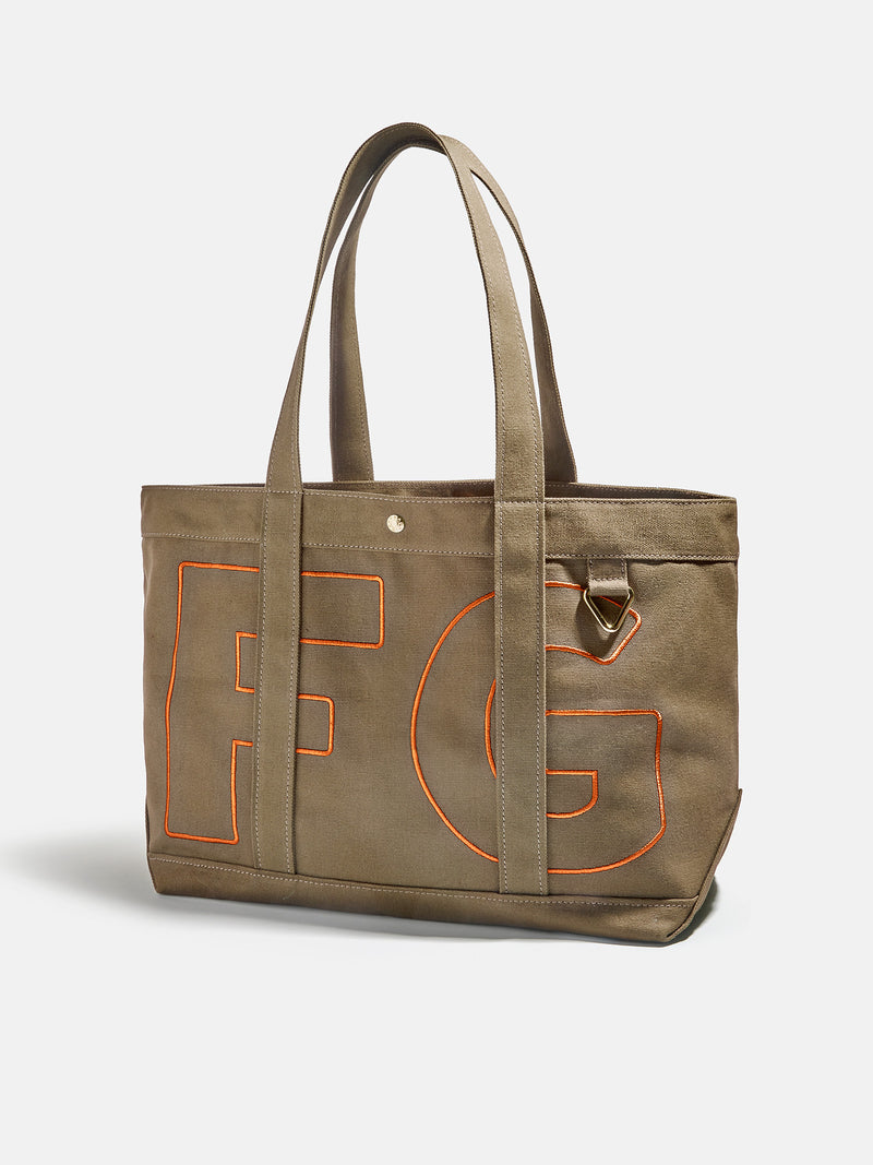 BaubleBar Tangerine - 
    Personalized canvas tote bag with custom embroidered initials 
  
