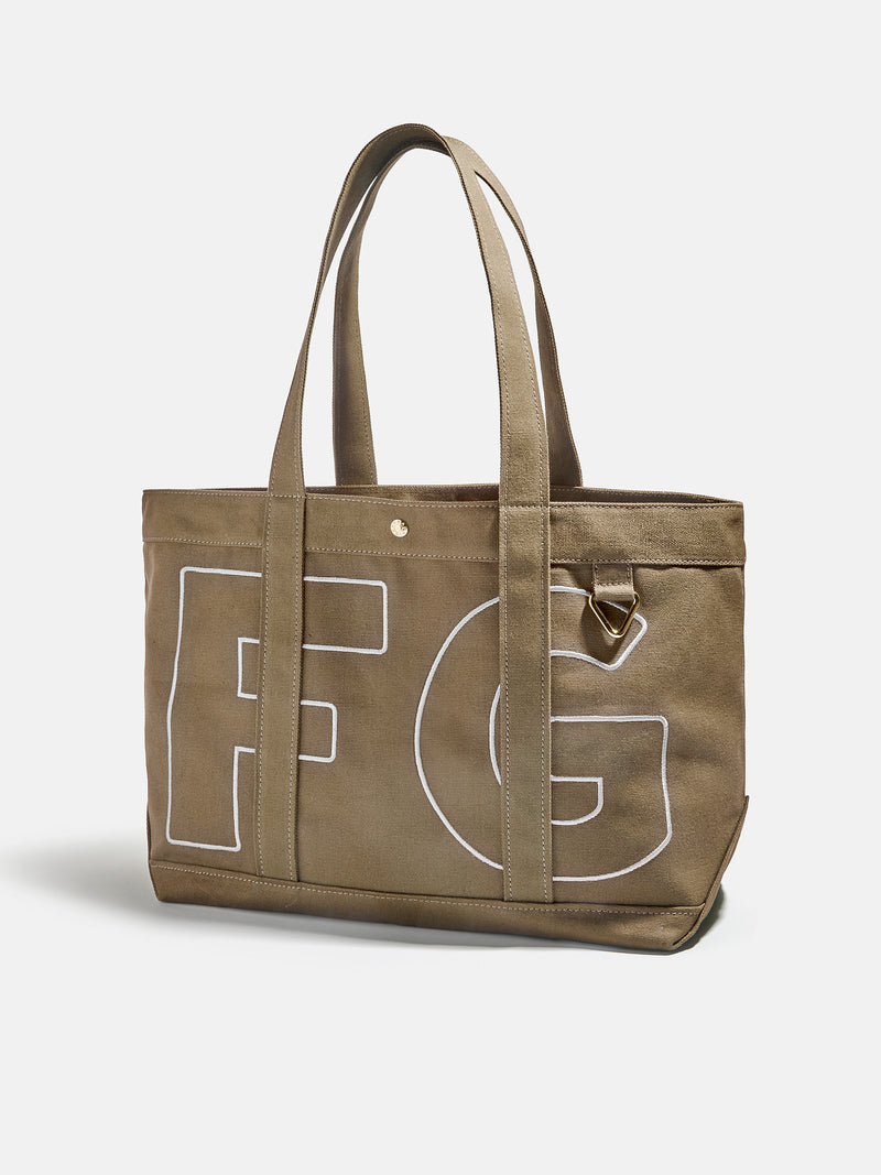BaubleBar Pure White - 
    Personalized canvas tote bag with custom embroidered initials 
  
