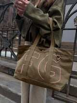 BaubleBar Lilac - 
    Personalized canvas tote bag with custom embroidered initials 
  
