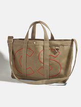 BaubleBar Cherry Red - 
    Personalized canvas tote bag with custom embroidered initials 
  

