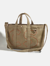 BaubleBar Chocolate Brown - 
    Personalized canvas tote bag with custom embroidered initials 
  
