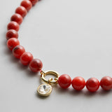 Janette Beaded Ring Necklace - Carnelian