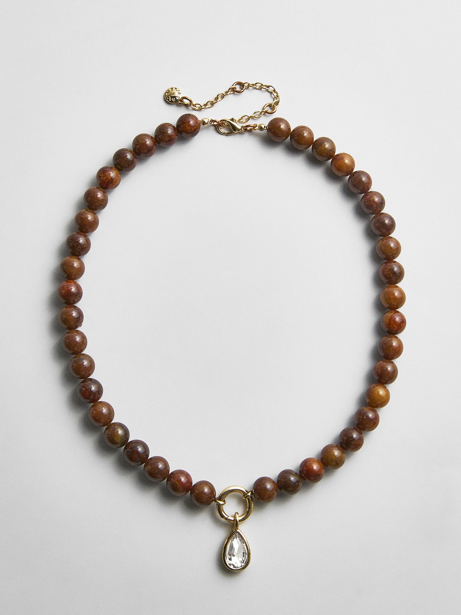 Janette Beaded Ring Necklace - Tiger's Eye