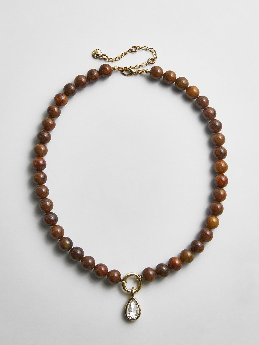 Janette Beaded Ring Necklace - Tiger's Eye