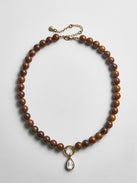 Janette Beaded Ring Necklace - Tiger's Eye