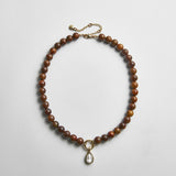 Janette Beaded Ring Necklace - Tiger's Eye