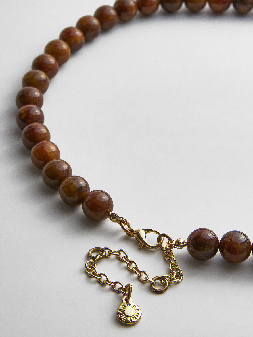 Janette Beaded Ring Necklace - Tiger's Eye