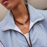 Janette Beaded Ring Necklace - Tiger's Eye