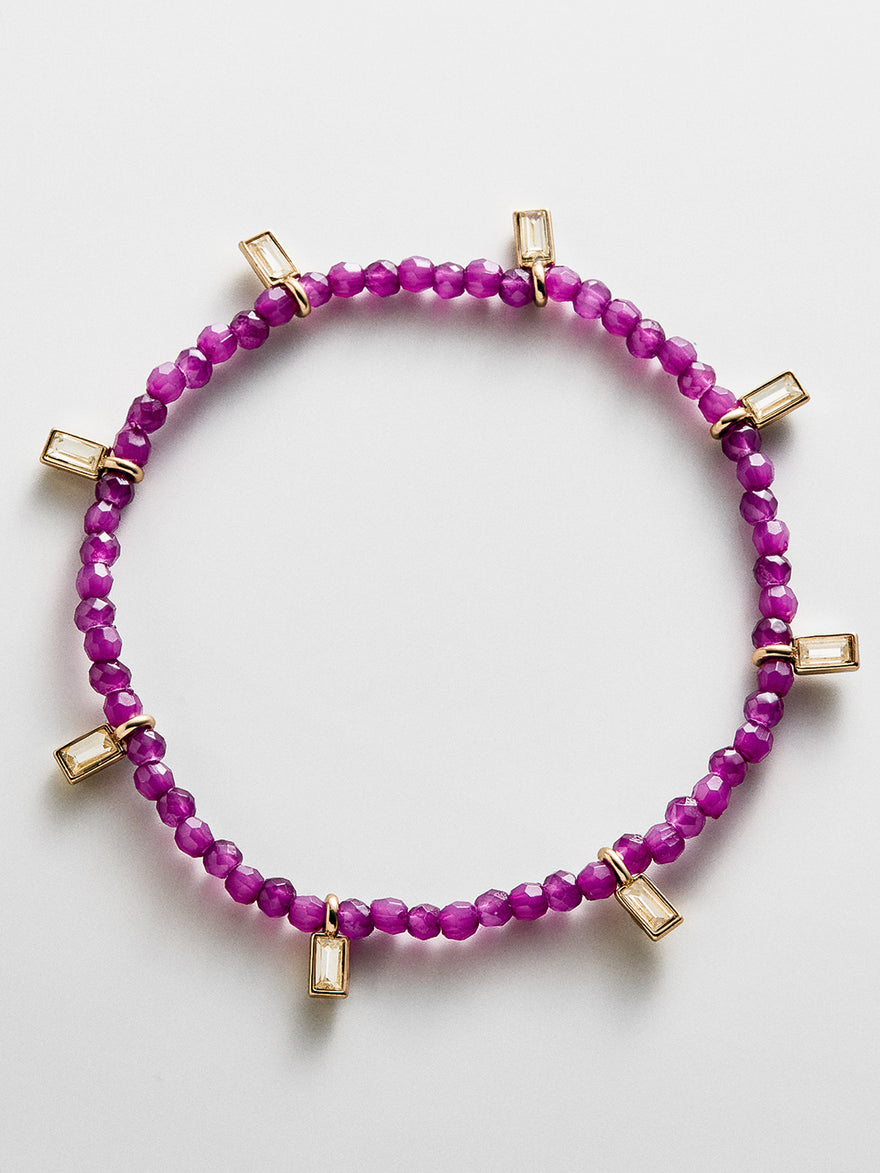 Crystal Beaded Bracelet - Plum