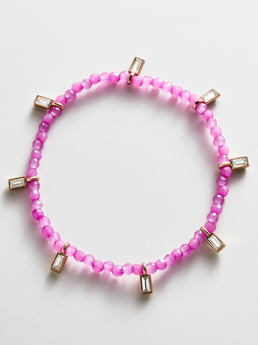 Crystal Beaded Bracelet - Magenta