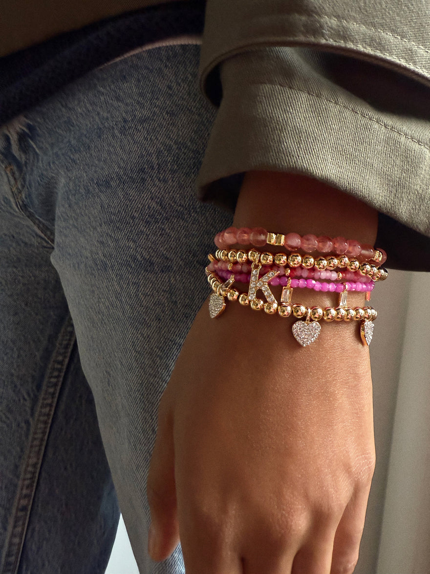 Crystal Beaded Bracelet - Magenta