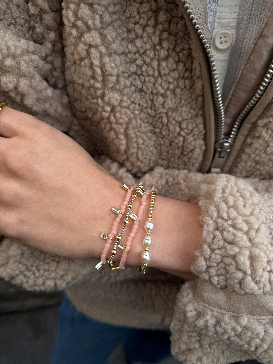 Crystal Beaded Bracelet - Blush