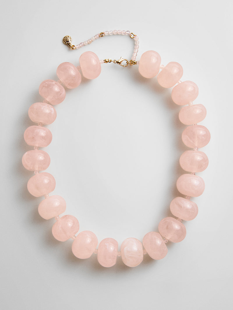Joan Semi-Precious Necklace - Rose Quartz