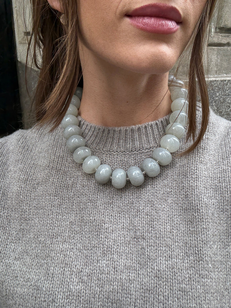 BaubleBar Joan Semi-Precious Necklace - Gray Quartz - 
    Grey quartz chunky bead necklace
  
