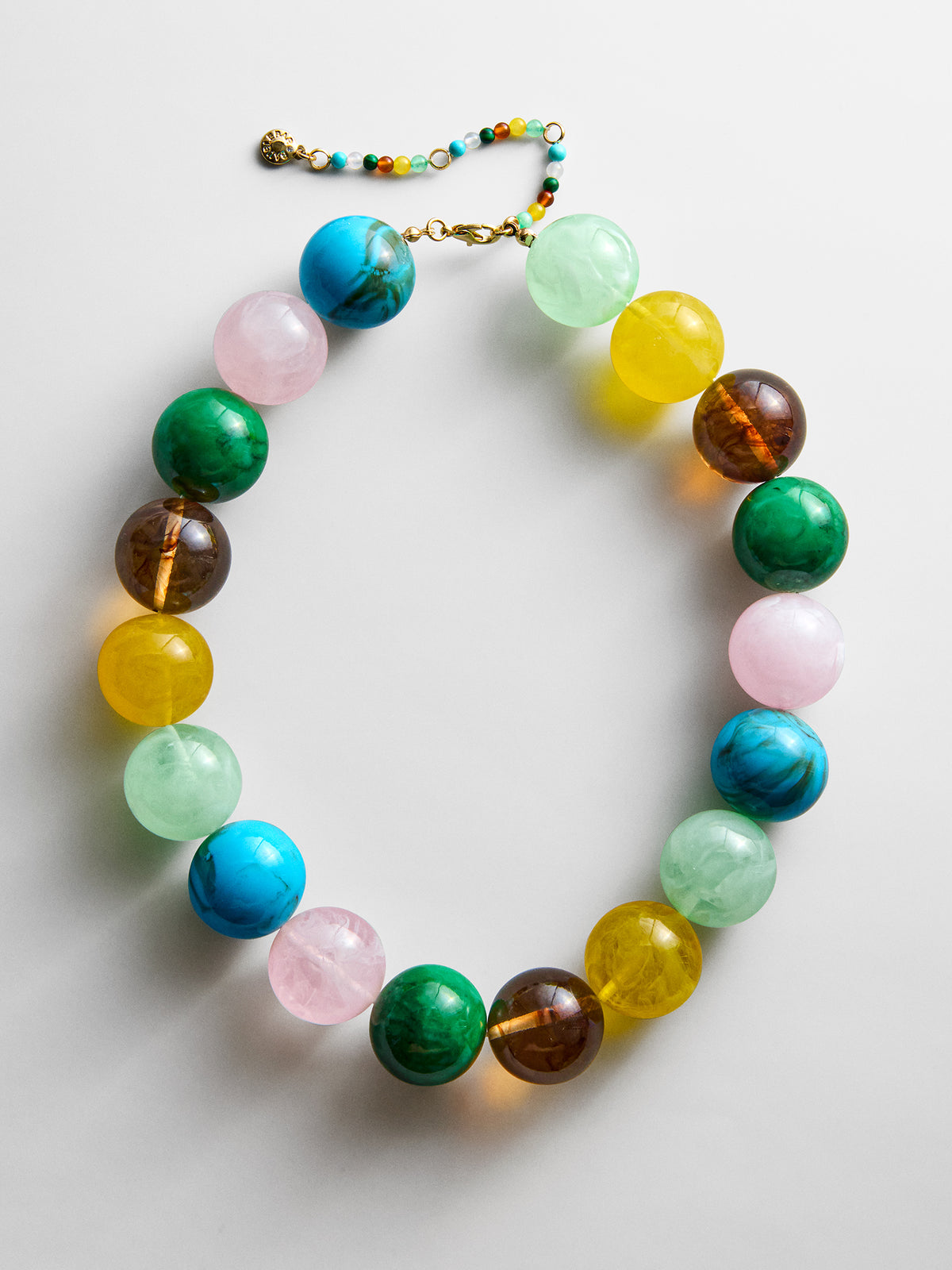 Jane Beaded Necklace - Natural Multi Bead – Chunky statement necklace