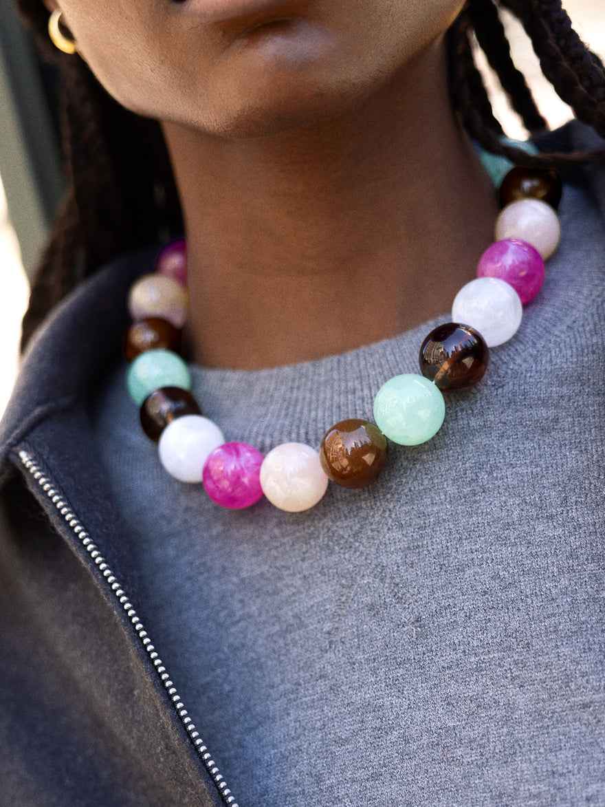 Jane Beaded Necklace - Pink Multi