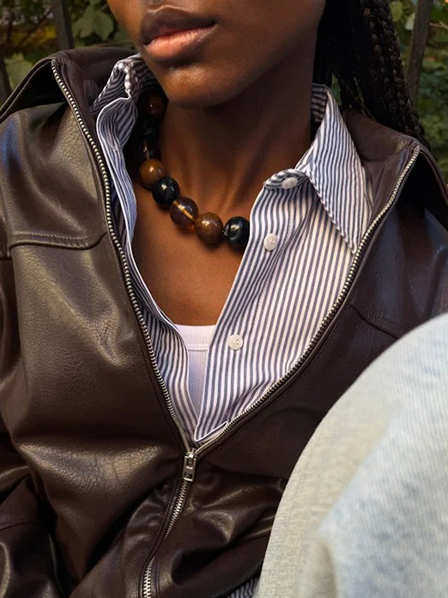 Jane Beaded Necklace - Brown