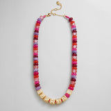 Block Letter Beaded Custom Necklace - Pink Multi