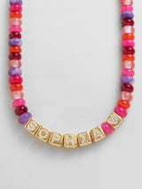 BaubleBar Block Letter Beaded Custom Necklace - Pink Multi - 
    Personalized name necklace 
  

