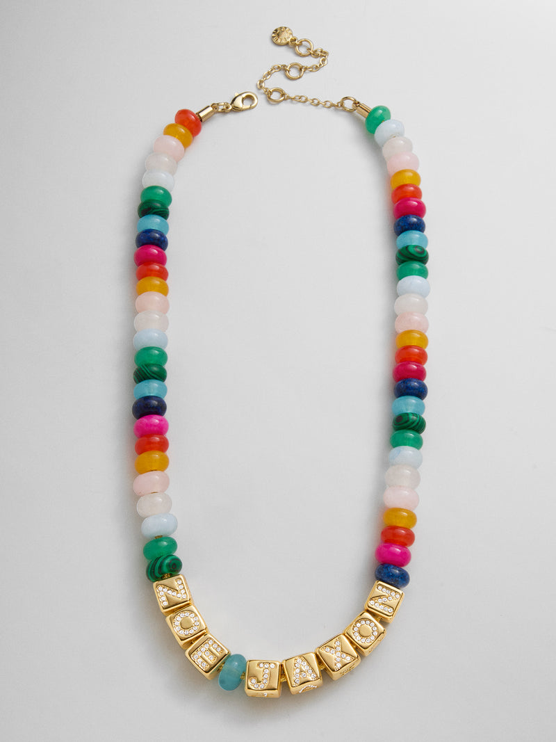 Block Letter Beaded Custom Necklace - Multi