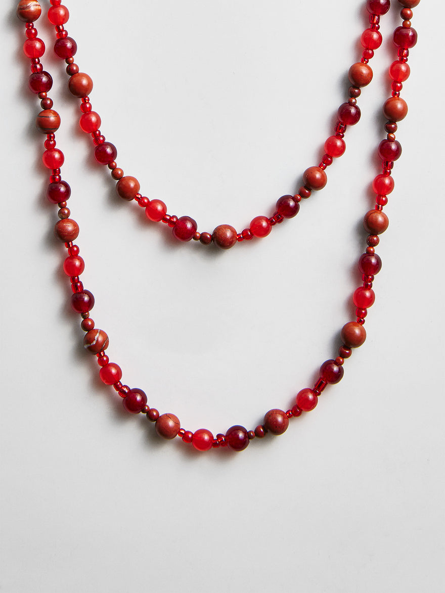 Charlotte Beaded Necklace - Red Jasper