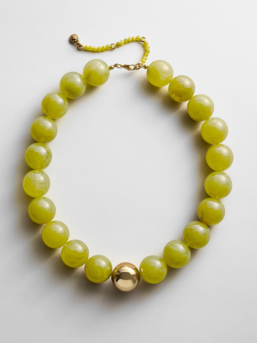 Jane Beaded Necklace - Olive Jade
