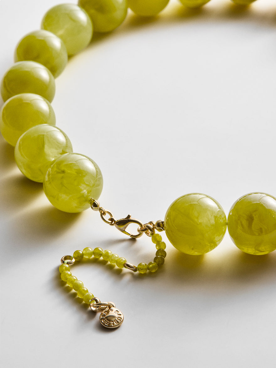 Jane Beaded Necklace - Olive Jade